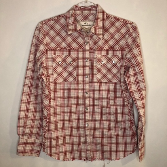 CAbi Tops - CAbi Wild West Pearl Snap Red White Button Down